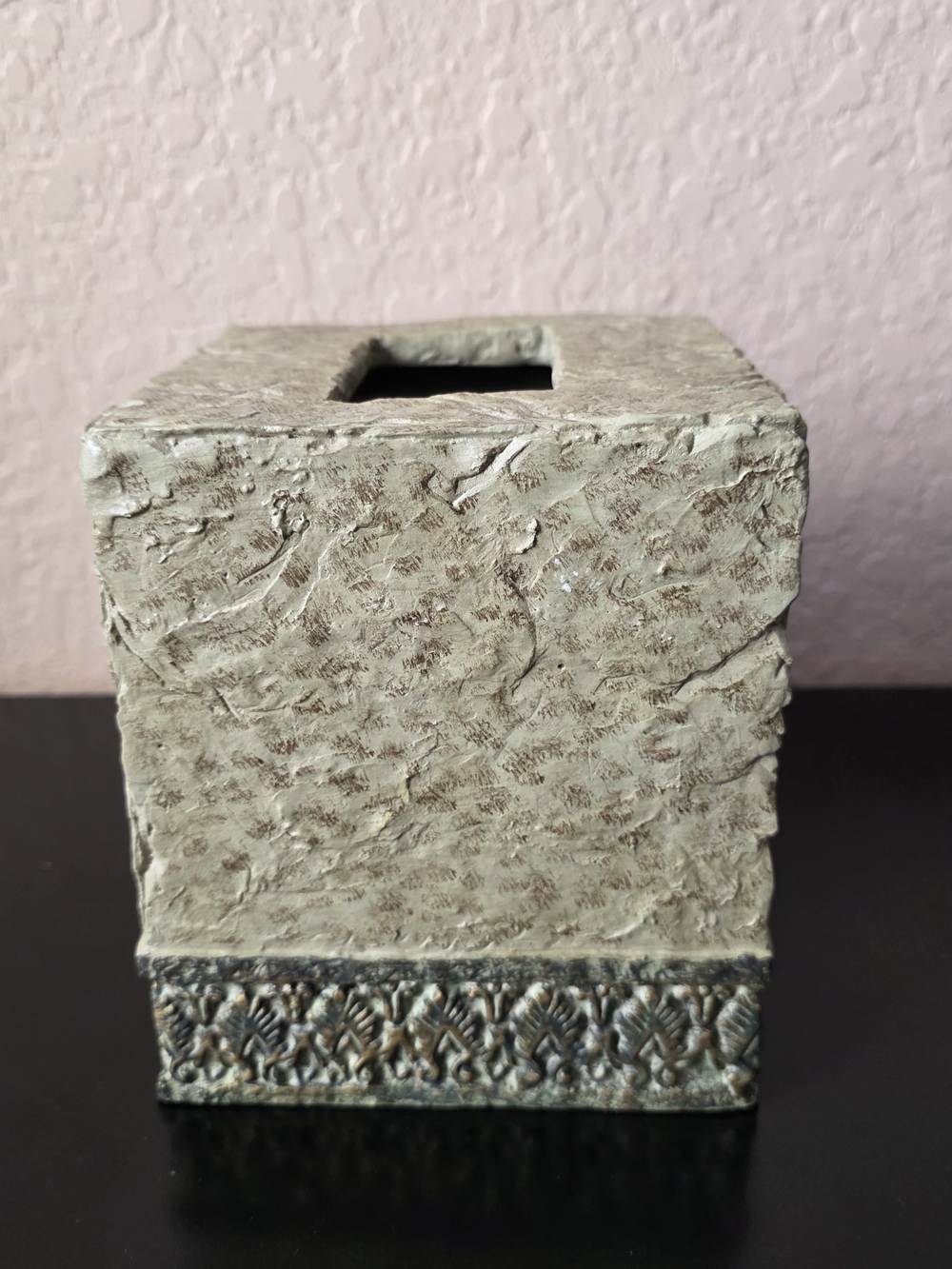 Textured Cream Decorative Tissue Box Cover with Ornate Base
